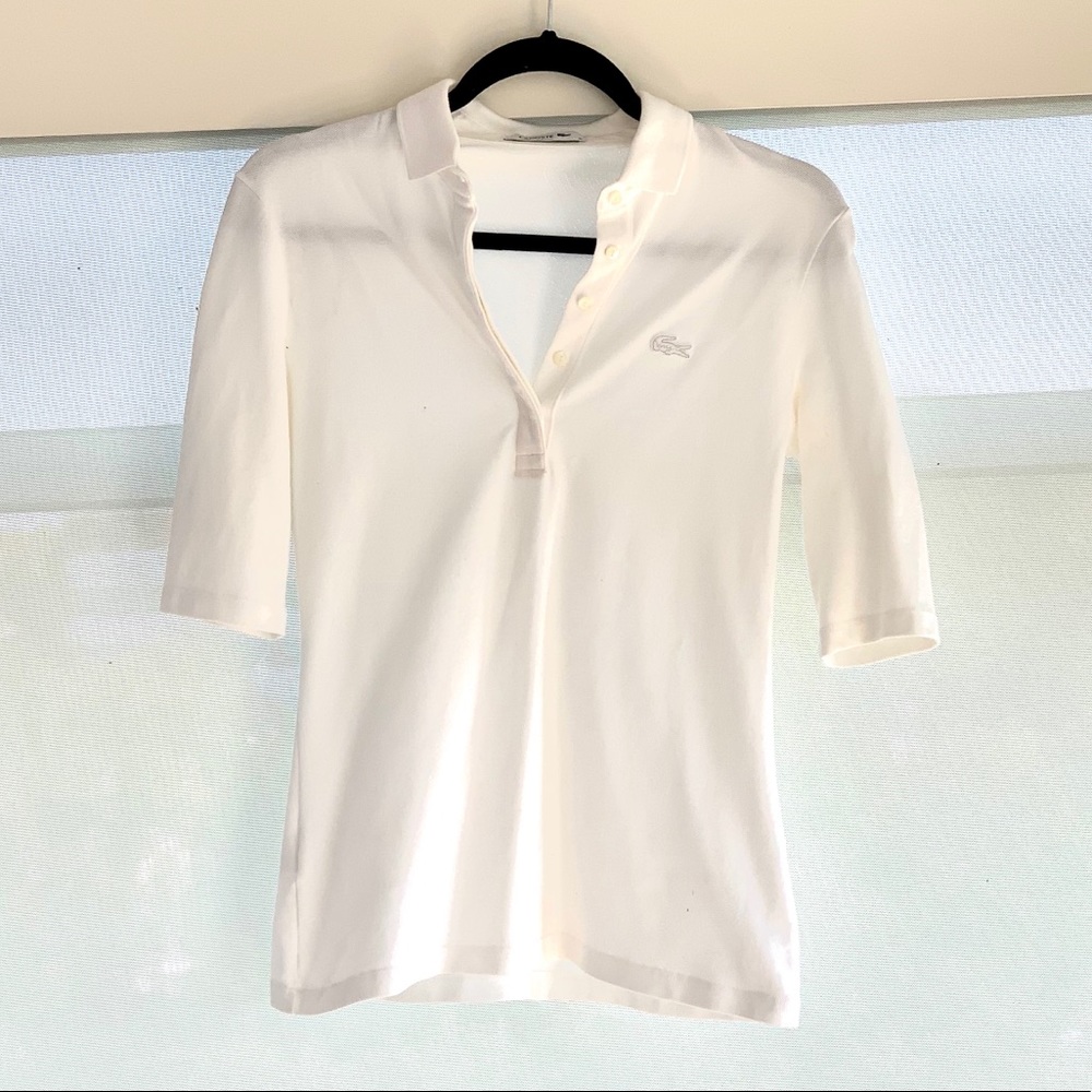 Lacoste polo slim fit white. Size 36 🎾